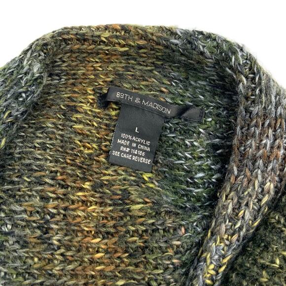 89th & Madison Green Ombré Knit Open Front Cardigan Sweater Size Large - Picture 3 of 4